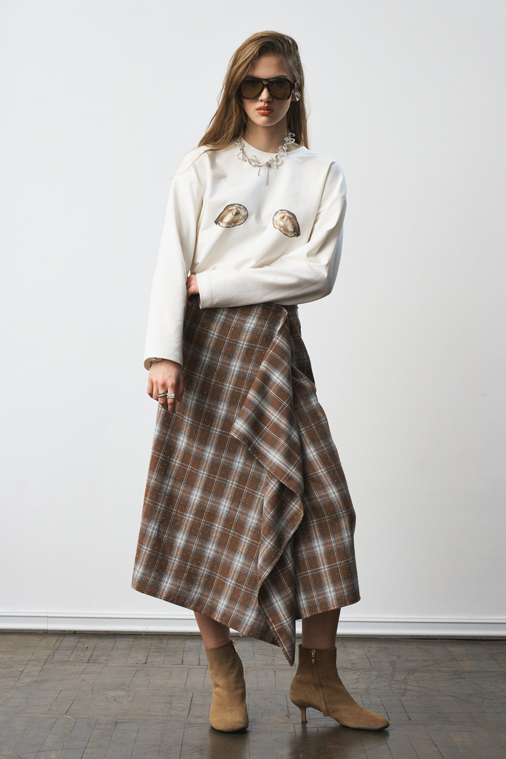Юбка-килт 1301 принт клетка коричневый