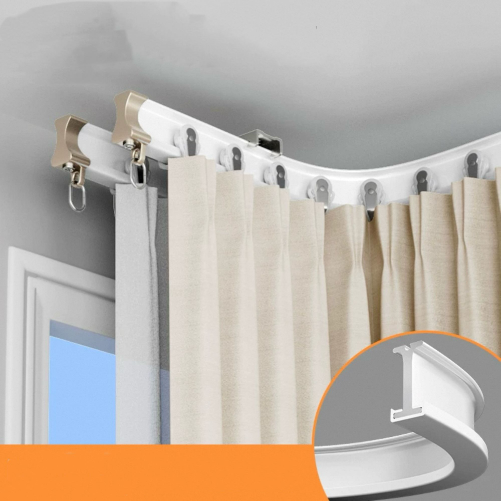 Тихий изогнутый карниз для штор с бегунками