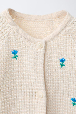 ZARA КОМБИНЕЗОН С ВЫШИВКОЙ ЦВЕТОВ И КРУЖЕВОМ, ЭКРЮ