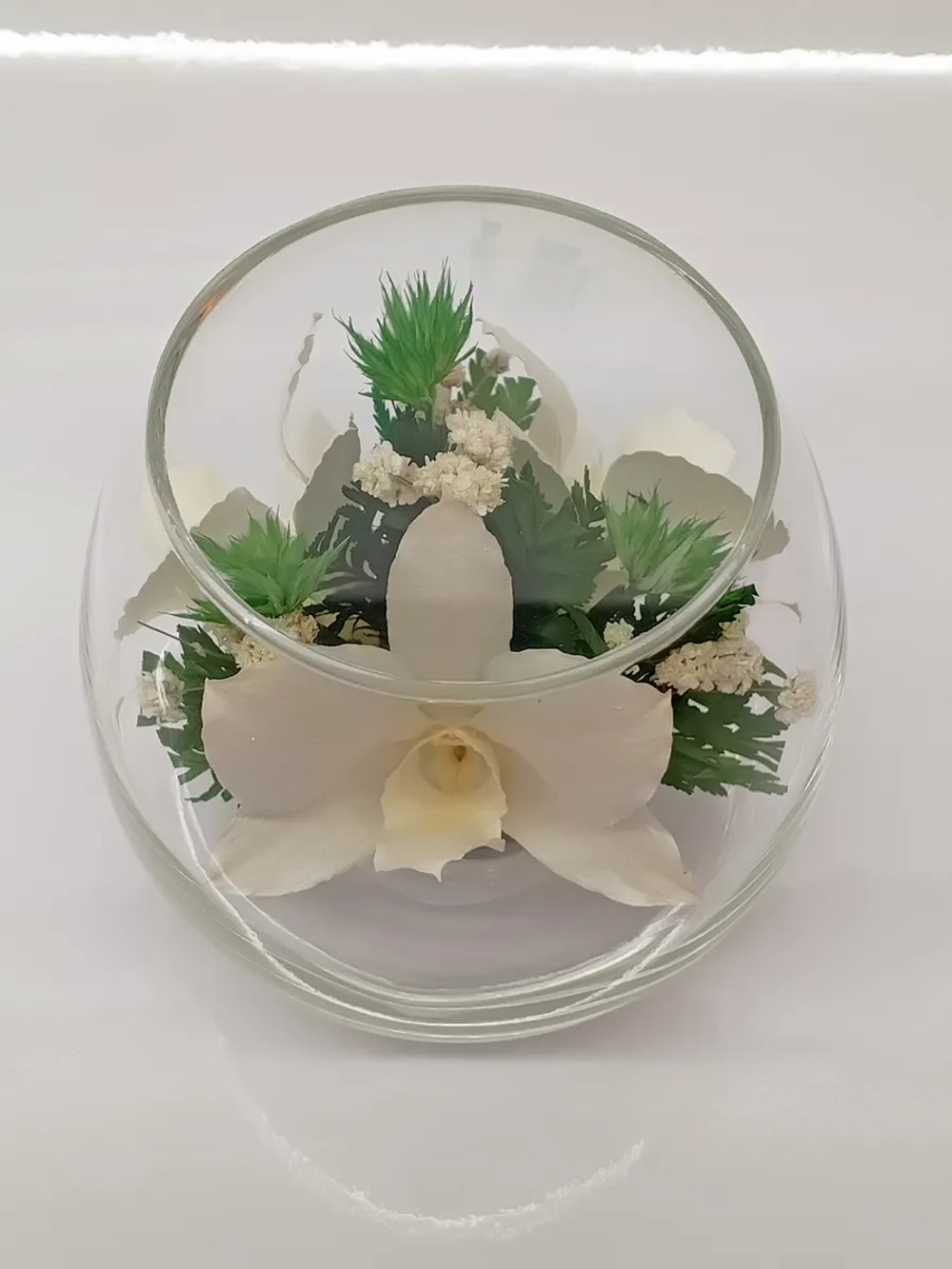 натуральные цветы в стекле, вакуум