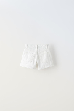 ZARA ДЖИНСОВАЯ ЮБКА-ШОРТЫ, БЕЛЫЙ