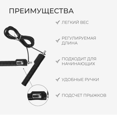 Скакалка скоростная ONLYTOP, со счётчиком, 3 м, цвета МИКС