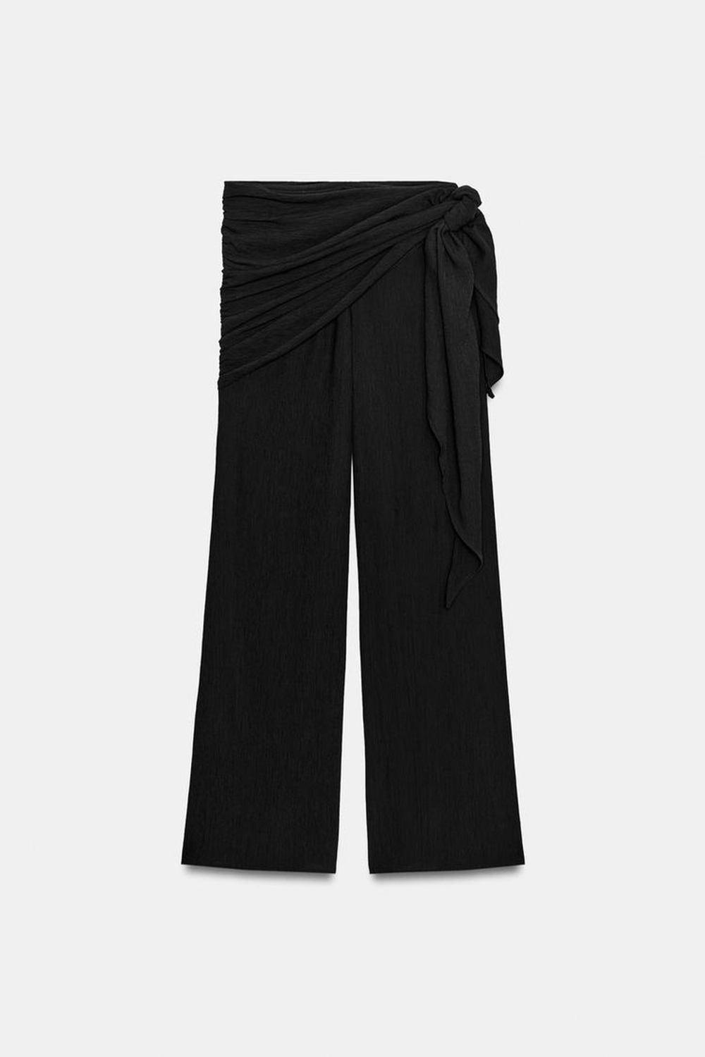 ZARA ШИРОКИЕ БРЮКИ С ПЛАТКОМ, ЧЕРНЫЙ