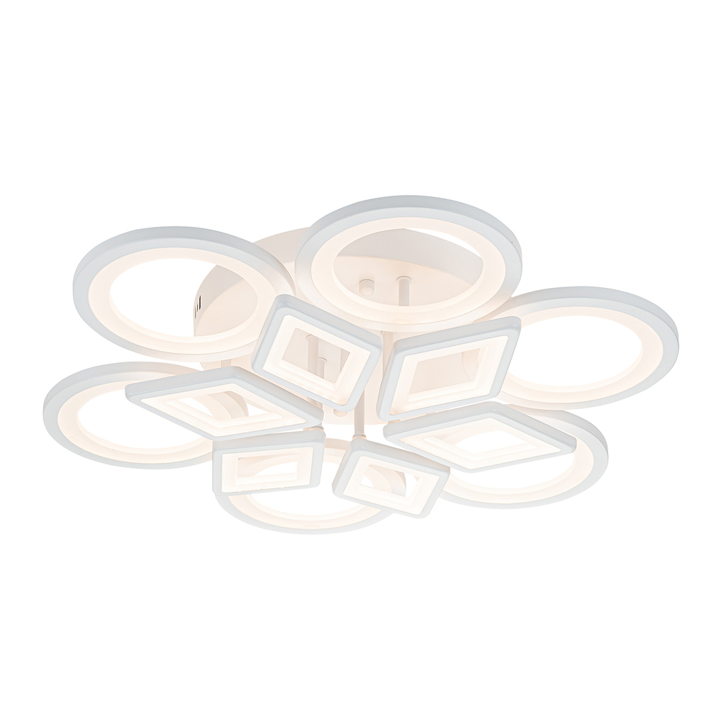 Потолочный светодиодный светильник 160Вт, 11076Лм, 3000-6500К, Ra>80, плавная регулировка мощности, изменение цветовой температуры, ночник, пульт, металл/акрил, белый