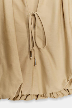 ZARA УКОРОЧЕННЫЙ ТОП-БАЛЛОН ИЗ ПОПЛИНА, РЫЖЕВАТО-КОРИЧНЕВЫЙ