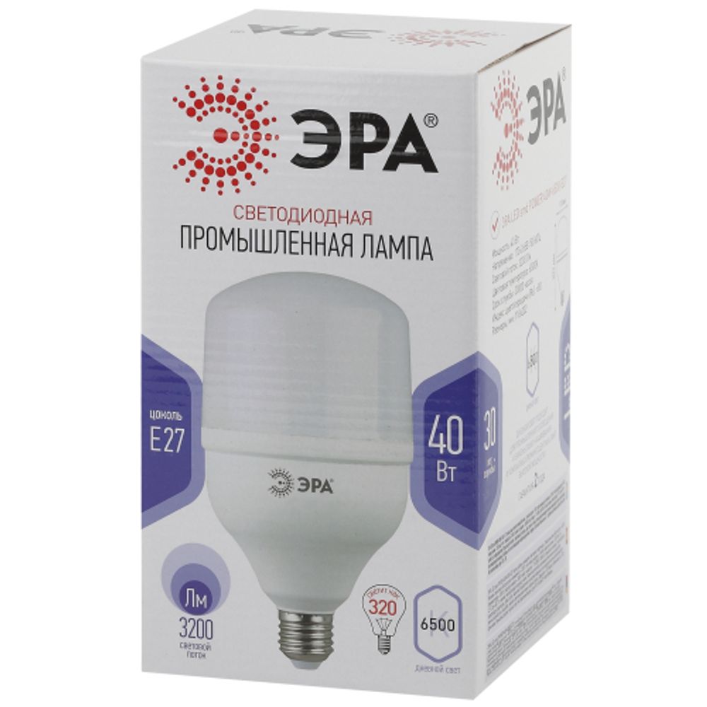 Лампа светодиодная ЭРА STD LED POWER T120-40W-6500-E27 E27 / Е27 40Вт колокол холодный дневной свет
