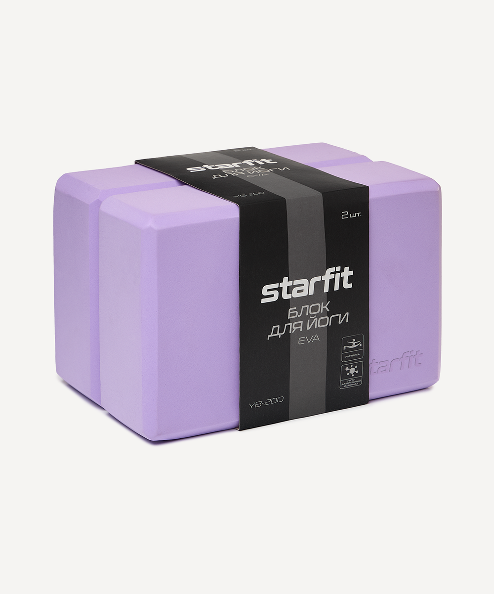 УЦЕНКА Блок для йоги STARFIT YB-200 EVA, лиловый, пара