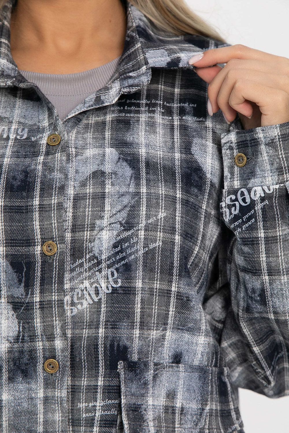 Рубашка хлопковая Шэрри (серо-синяя) Б14306-18М LT Collection