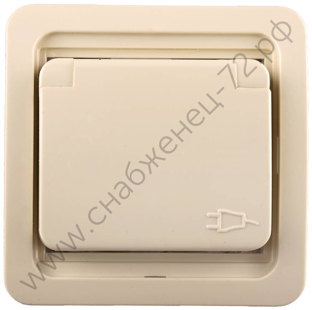 СВЕТОЗАР Гамма, одинарная с крышкой с заземлением цвет бежевый,16А/~250В, Электрическая розетка (SV-54110-B)