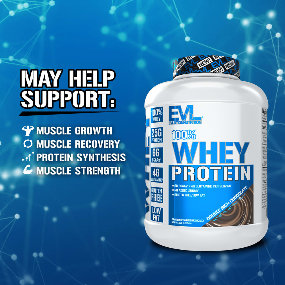 EVLution Nutrition, 100% сывороточный протеин, шоколад двойного насыщения, 2,268 кг (5 фунтов)