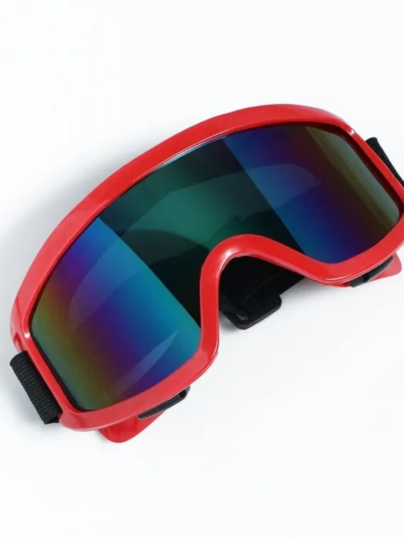 Очки-маска для езды на мототехнике, стекло хамелеон, красные