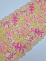 Кружево эластичное жёлтый/розовый К627