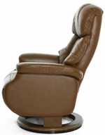 Кресло реклайнер Relax Lux Electro S16099RWB, натуральная кожа коричневая (034), основание дерево темный орех (029)