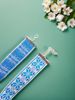 Чокер в славянском стиле Алатырь синий 2,5 см