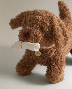 ZARA HOME ДЕТСКАЯ МЯГКАЯ ИГРУШЕЧНАЯ СОБАЧКА НА КОЛЁСИКАХ, КОРИЧНЕВЫЙ