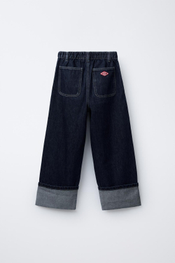 ZARA ДЖИНСЫ ШИРОКОГО КРОЯ, СИНИЙ