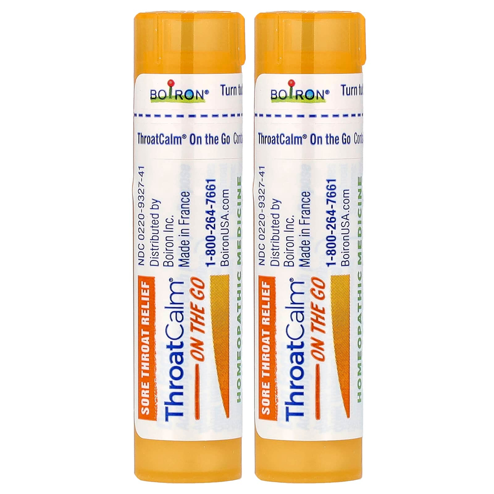 Boiron, ThroatCalm® On The Go, 2 переносных тюбика, 80 гранул в каждом