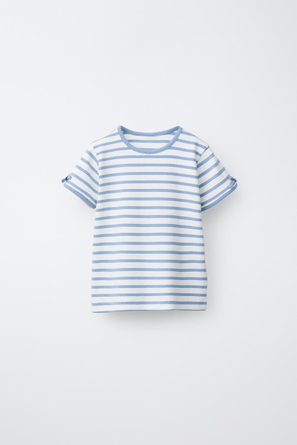 ZARA ФУТБОЛКА В РУБЧИК С БАНТАМИ, ПОЛОСКИ