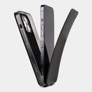 Чехол для iPhone 14 Pro из кожи теленка, черного цвета