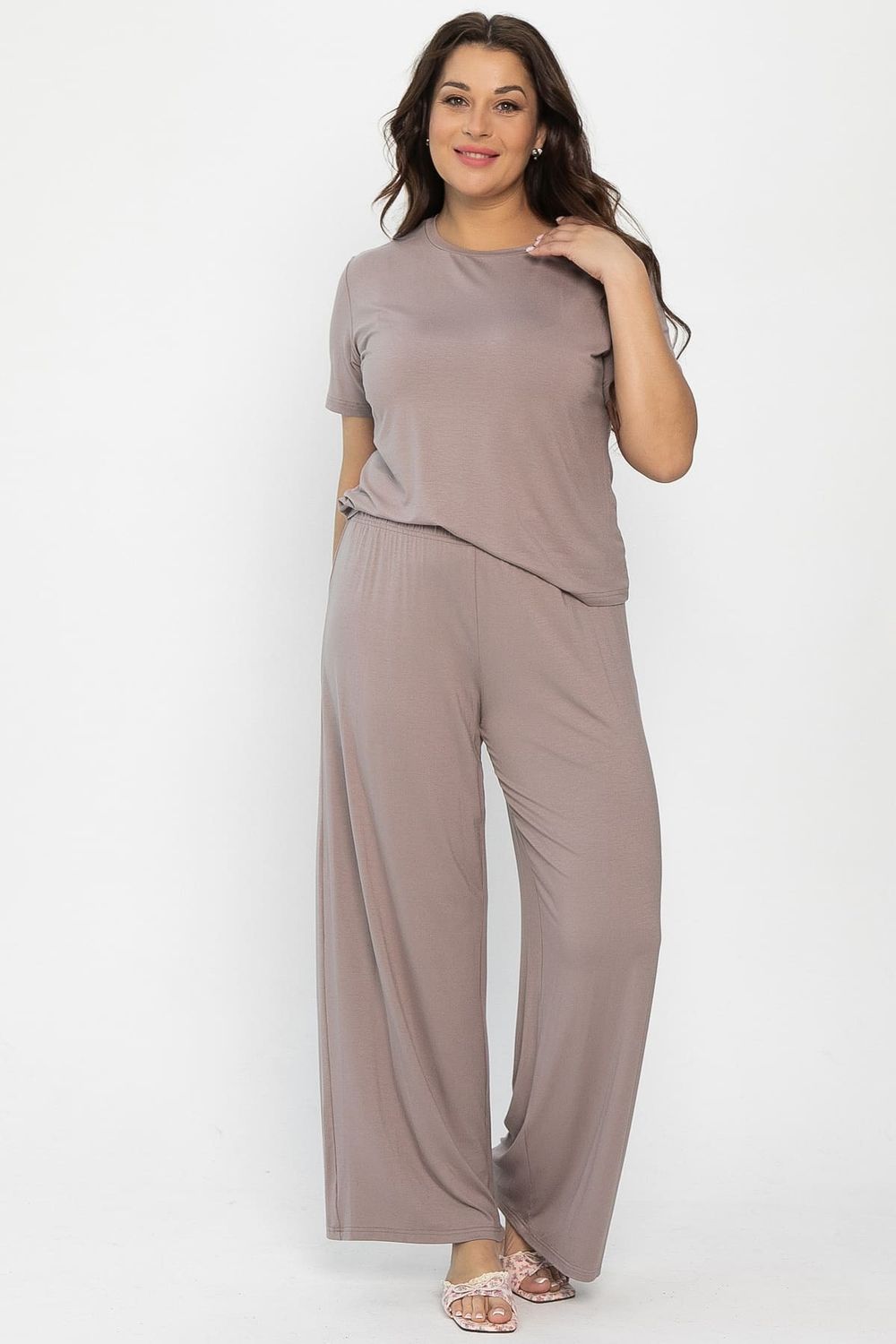 Брюки-палаццо для дома Шелк вискозы (латте) Б14499-52М LT Collection