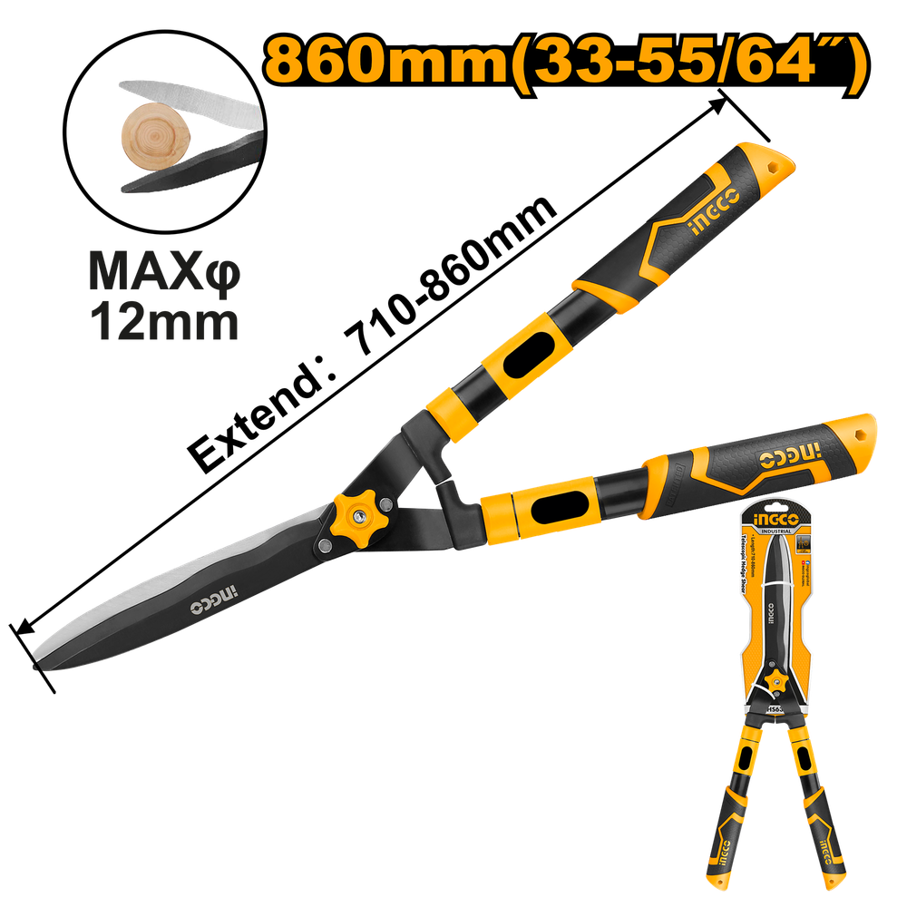 Садовые ножницы для живой изгороди с телескопическими ручками 710-860 мм INGCO HHS6306 INDUSTRIAL