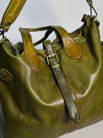 Женская премиальная горчично-оливковая сумка из натуральной кожи "Венеция"