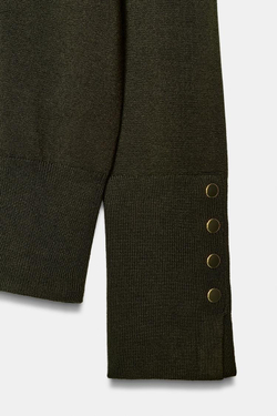 ZARA БАЗОВЫЙ ОДНОТОННЫЙ ДЖЕМПЕР, ТЕМНЫЙ ХАКИ