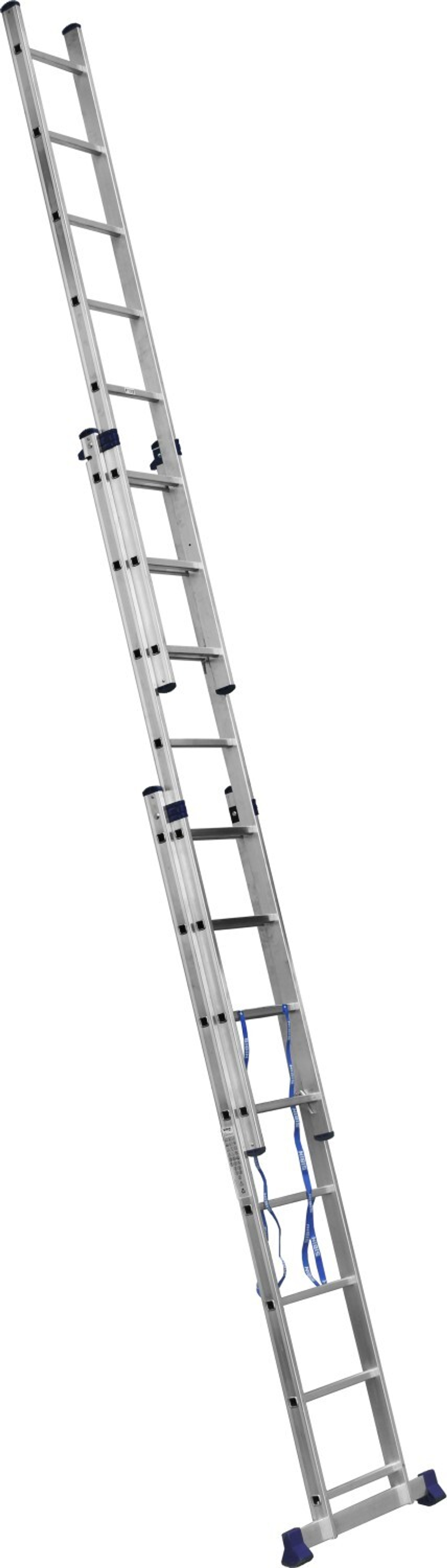 Трехсекционная лестница СИБИН, 8 ступеней, со стабилизатором, алюминиевая