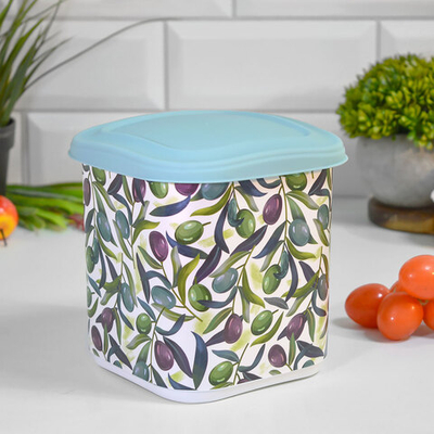 Емкость для сыпучих продуктов 1,8л с декором (зеленый)