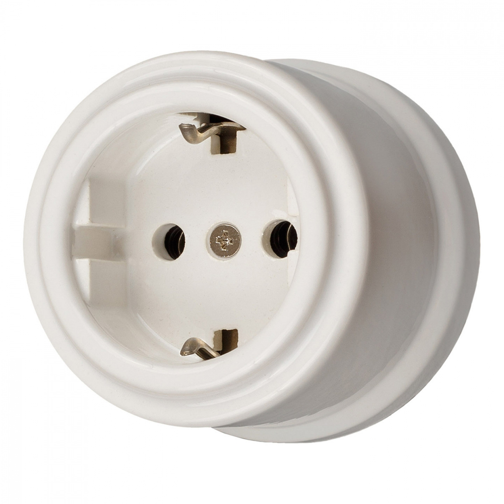 Розетка, керамика, цвет белый, с заземляющим контактом B1-101-01