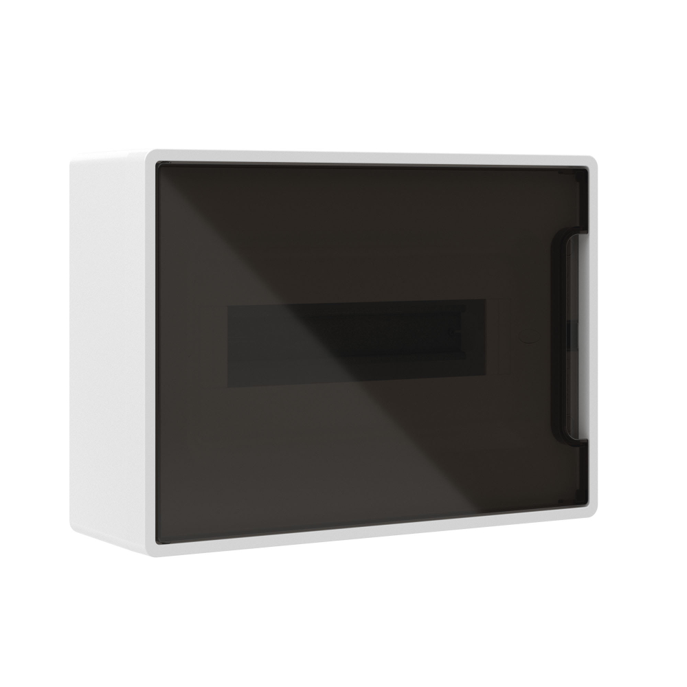 Щиток 12 мод настенный FRAME, белый, с тонированной дверцей, с 2 шин.PEN на 8+6 отв.