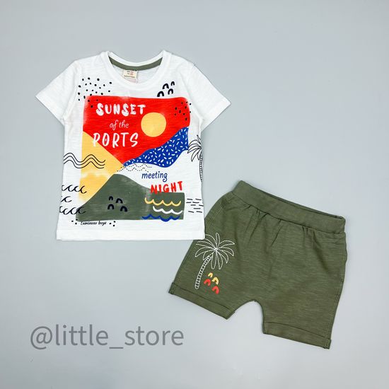 Комплект хлопковый "Красивый закат" белый/хаки