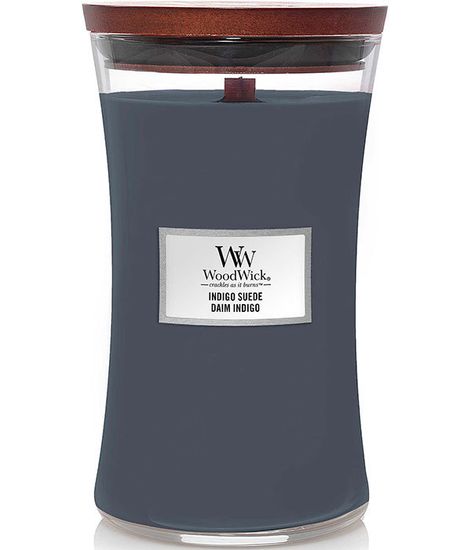 Индиго замша, ароматическая свеча, WoodWick