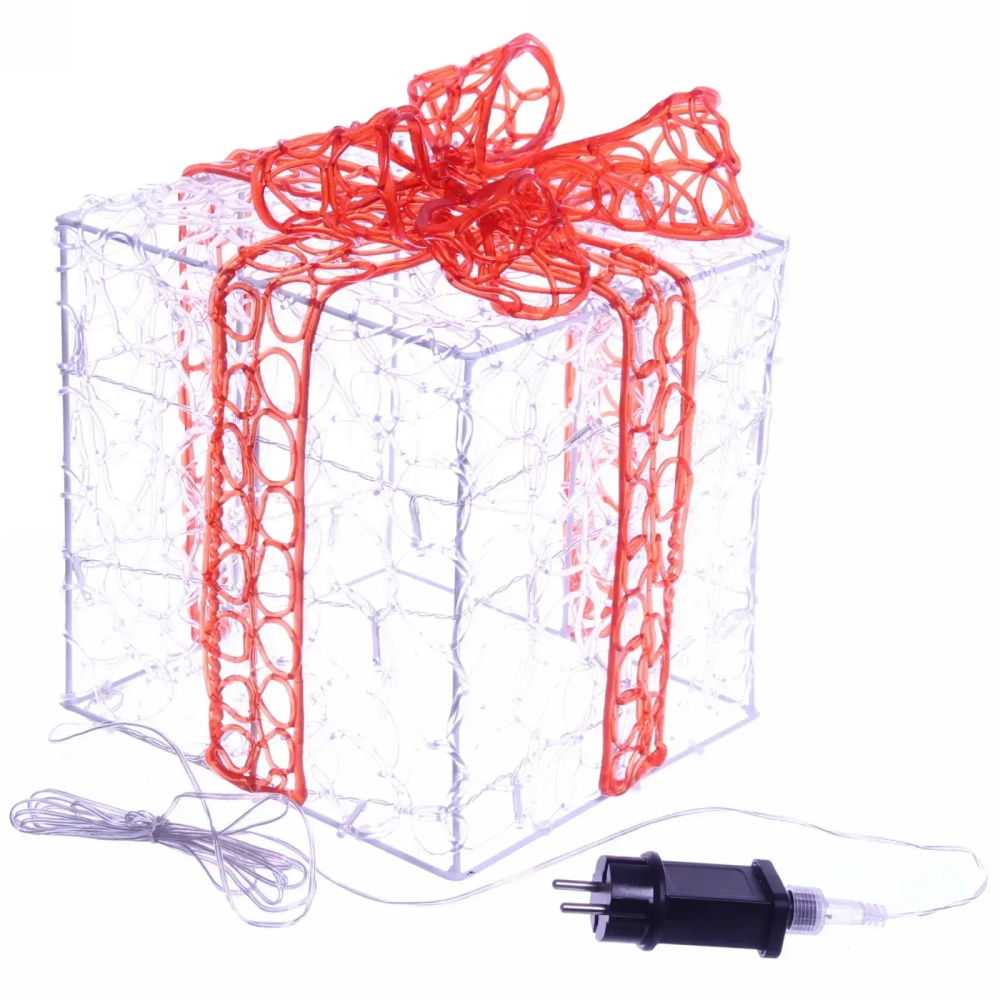 Фигура светодиодная «Подарок» 23 см, 30 ламп LED, IP-65, Белый/красный