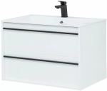 Тумба с раковиной Aquanet Lino 80 белая матовая