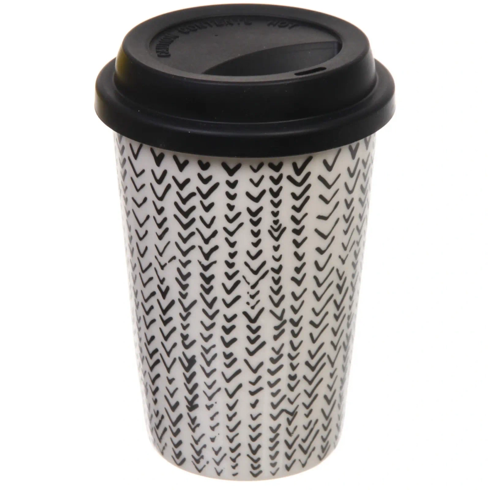 Стакан керамический 400мл «Абстракция» с пластиковой крышкой