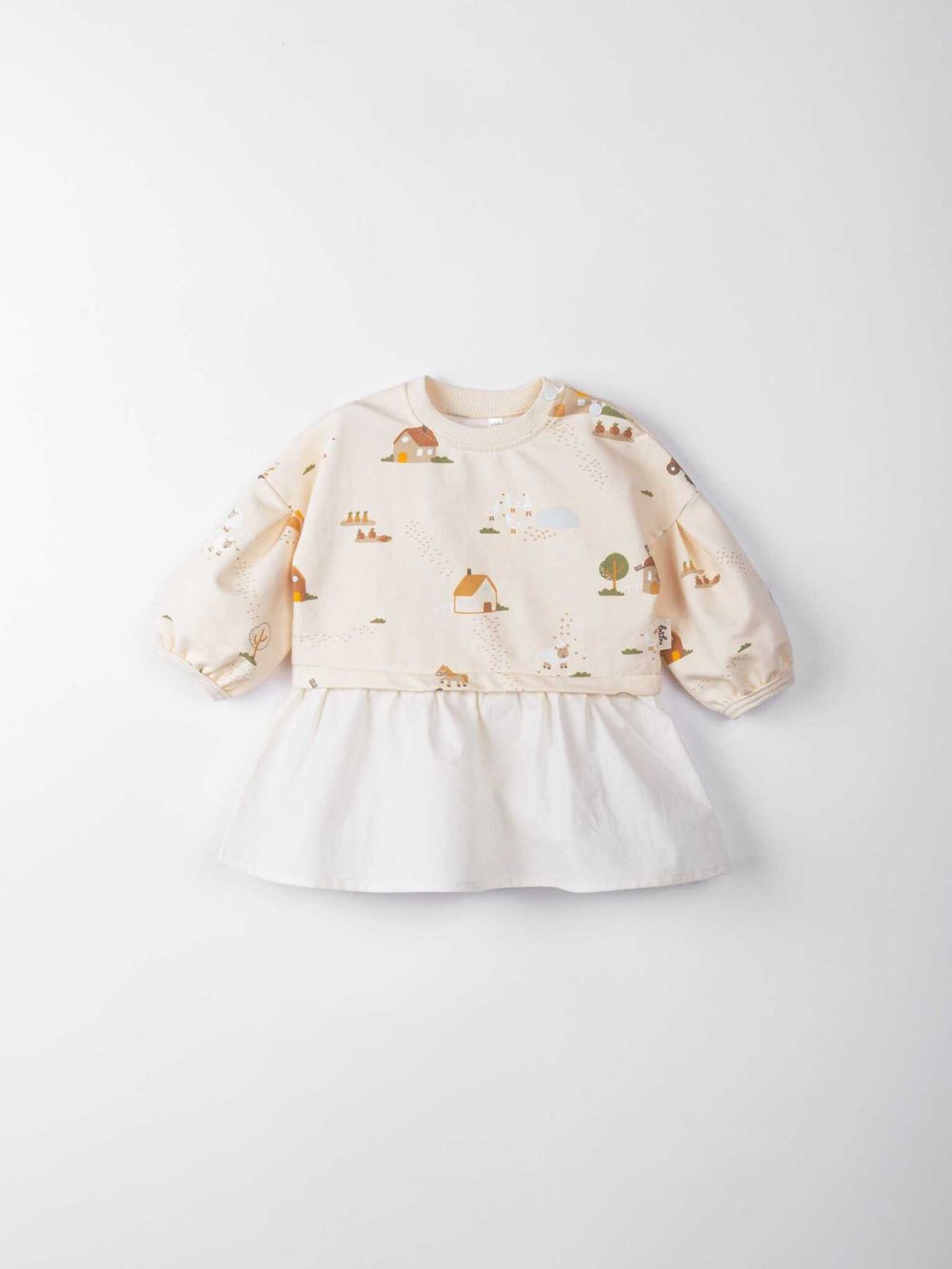 Платье с хлопковой юбкой "Ферма" 0+