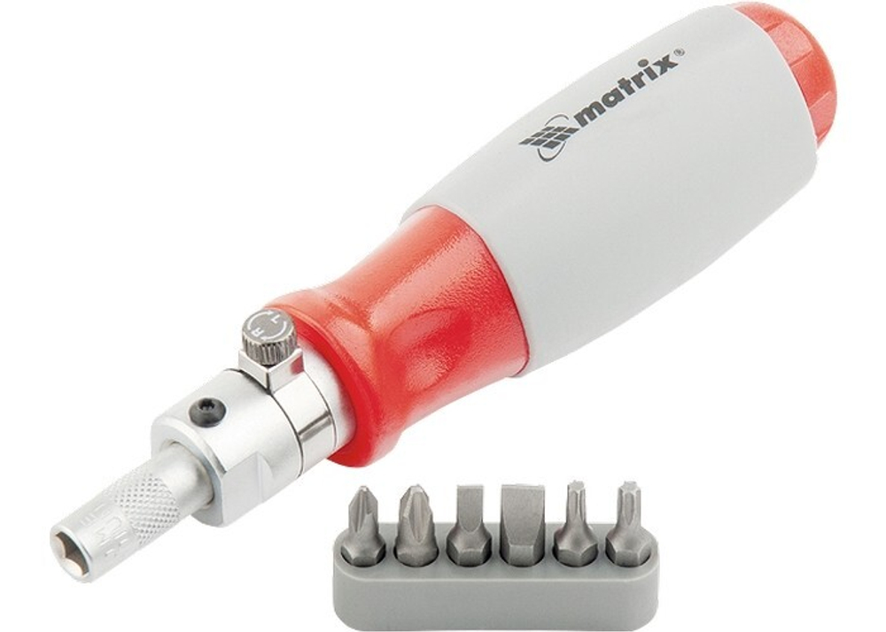 Отвертка Matrix реверсивная с набором бит, силовой эллемент под ключ, 6 предметов (24шт)