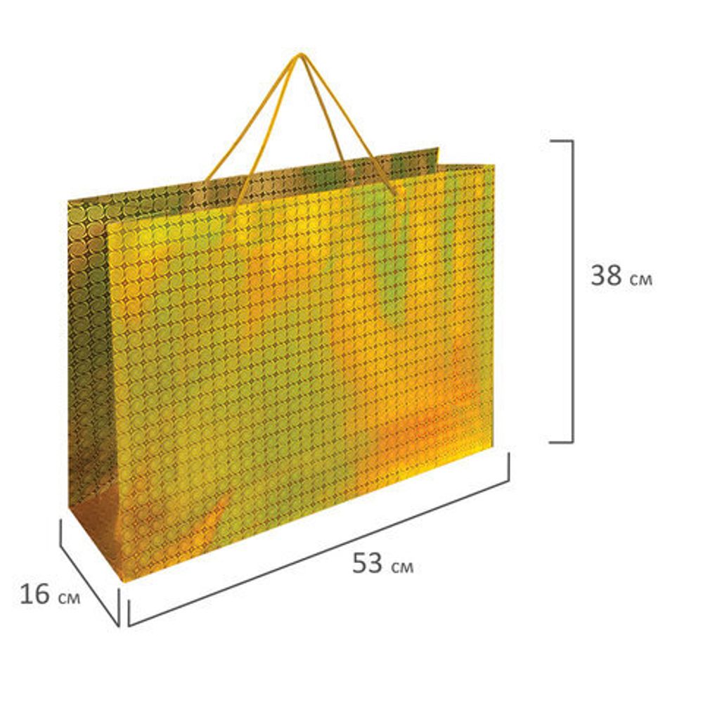 Пакет подарочный (1 шт.) 53x16x38 см, "BIG SIZE", голография, ассорти 3 цвета, ЗОЛОТАЯ СКАЗКА, 609730