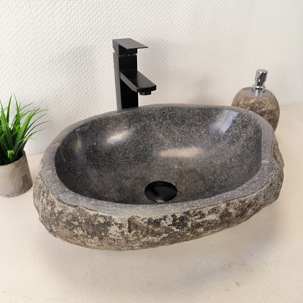Раковина из речного камня RS-66010 48х37х15 из натурального камня