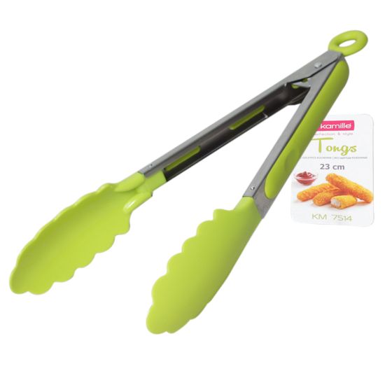 Щипцы нейлоновые 23 см. Kamille КМ-7514 с ручками из нержавеющей стали