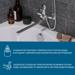 Смеситель Santek Кант для ванны с душем, длинный излив, с аксессуарами, хром, WH5A12002C001