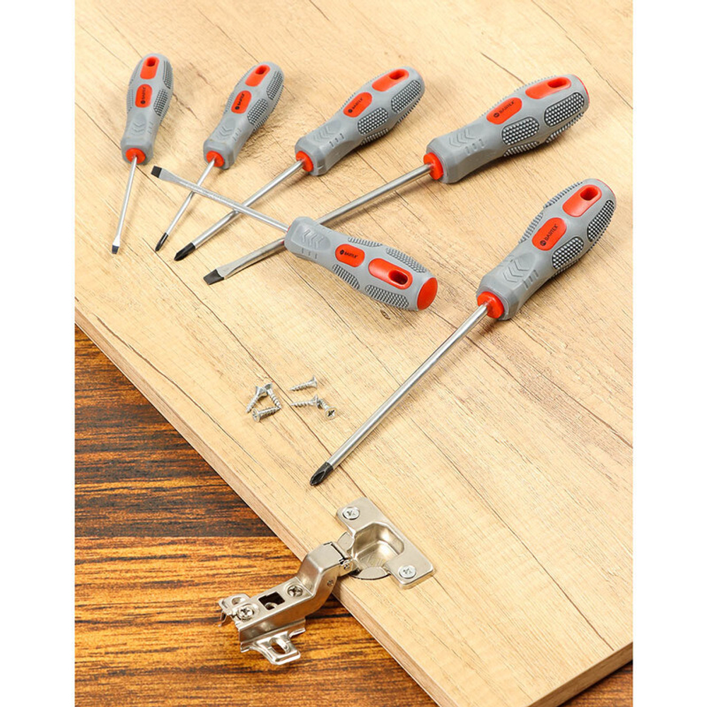 Набор отверток 6 пр, Bartex, PH 0,1,2/ SL 3,5,6, антискользящая двухкомпонентная, CrV сталь, SCDFS-6, шт