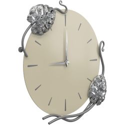 Часы настенные Monstera Deliciosa (Монстера) Колор Серый шелк Сильвер