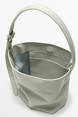 Massimo Dutti Мини-сумка-ведро из кожи наппа, экрю