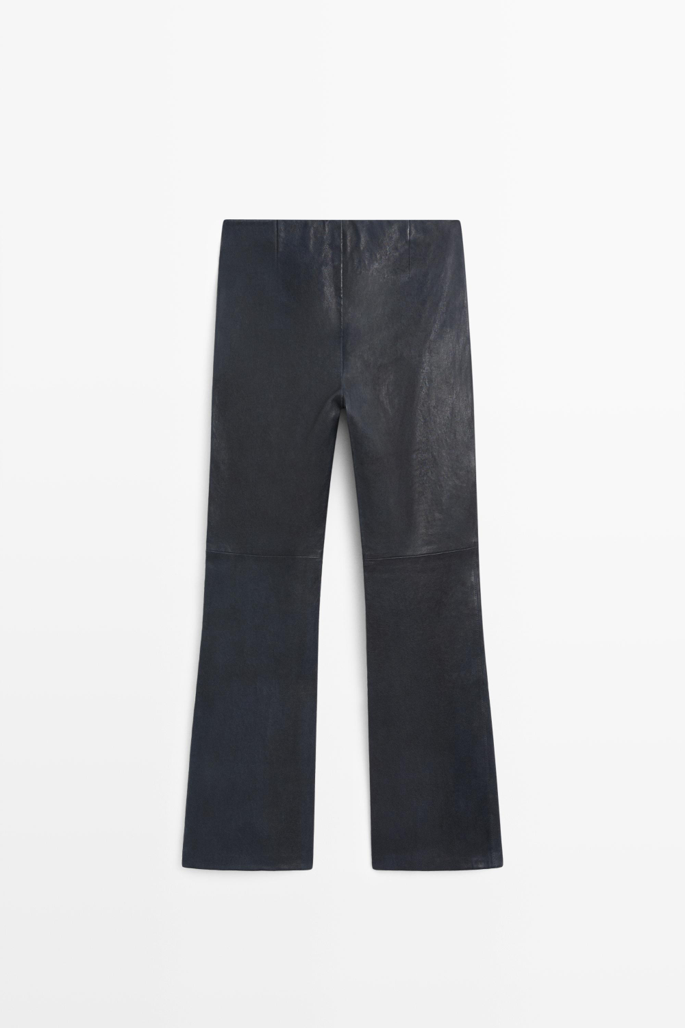 Massimo Dutti Легинсы клеш из кожи наппа, синий