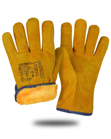 Перчатки утеплен спилковые Драйвер мех искусств. желтый (х1х72) р.10(XL)