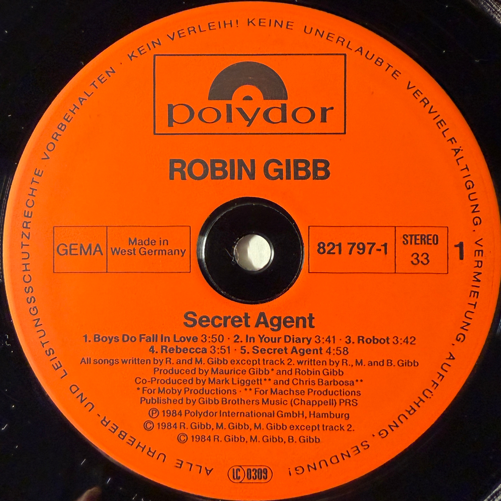 Robin Gibb ‎– Secret Agent (Германия 1984г.)