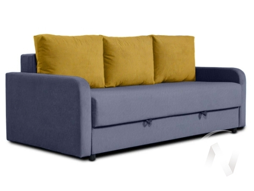 Диван прямой НЕО-1 (БД) подушки Frozen 10 (горчичный) посадка Frozen 06 (серо-синий)