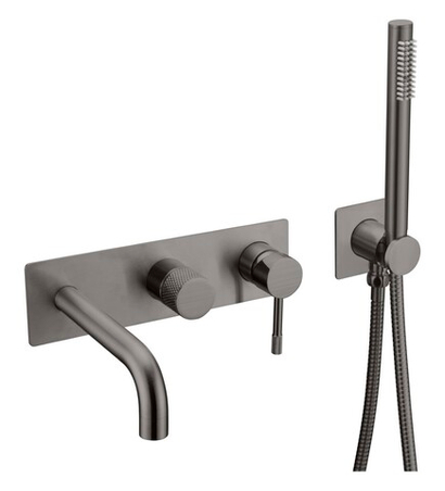 Boheme Смеситель встроенный + ручной душ + излив Uno Gun Metall